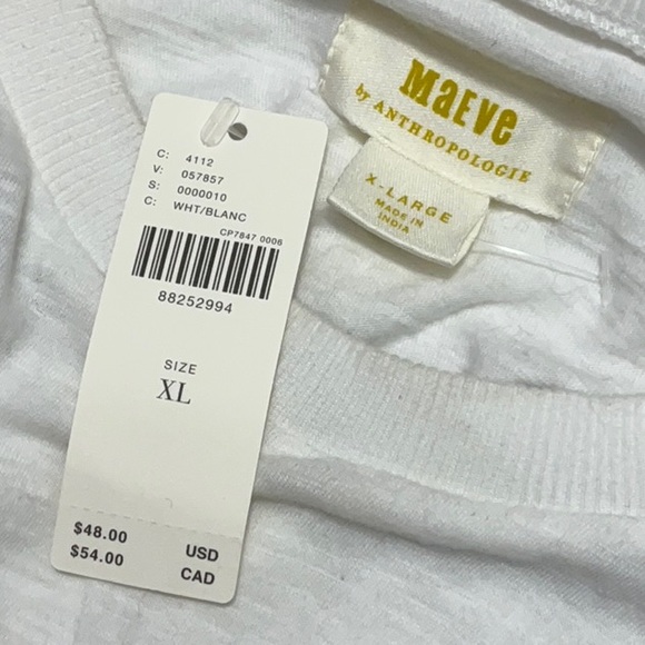 ANTHROPOLOGIE Maeve Smocked Muscle Top XL 19.5” + p2p White $48 Retail NWT - Picture 7 of 12